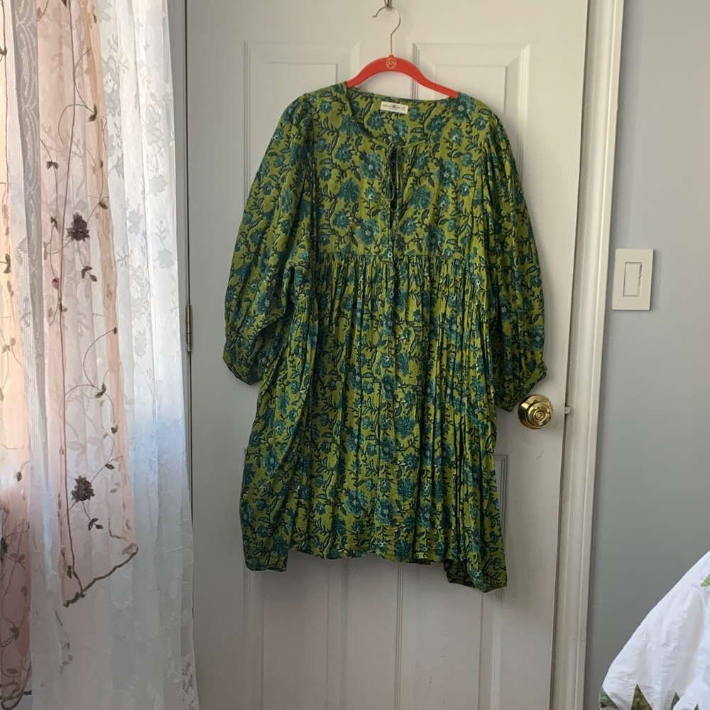 NATURAL LIFE Green and Blue Floral Mini Dress